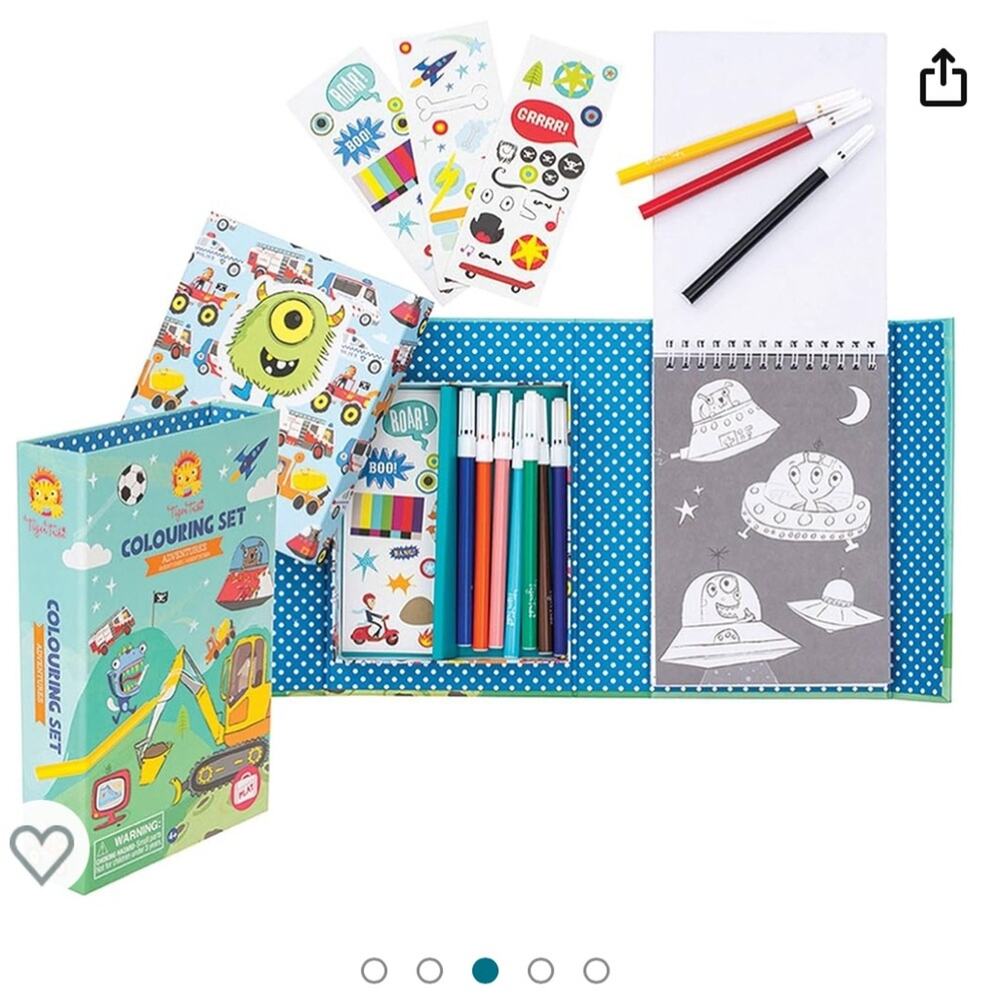 Tiger Tribe Coloring Set - Adventure Theme - Take Along Travel Art Kit NWT
